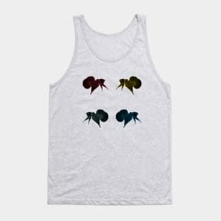 set of betta fish silhouette illustrations in glowing neon colors Tank Top
